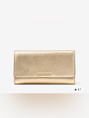 Michael Kors Metallic Gold Pebbled Leather Continental Wallet